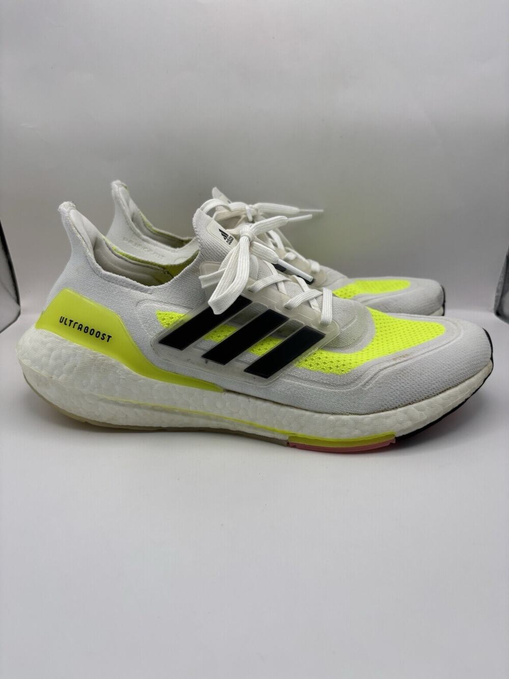 Adidas Ultraboost 21 White Solar Yellow Men Size 11
